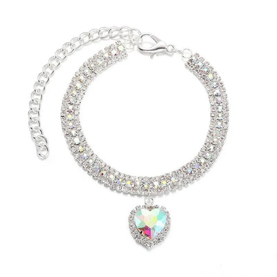 Rhinestone Pet Collars Sparkling 3 Rows Crystal Diamond Cat Small Dog Wedding Collar Puppy Girl Bling Necklace Pendant Jewelry