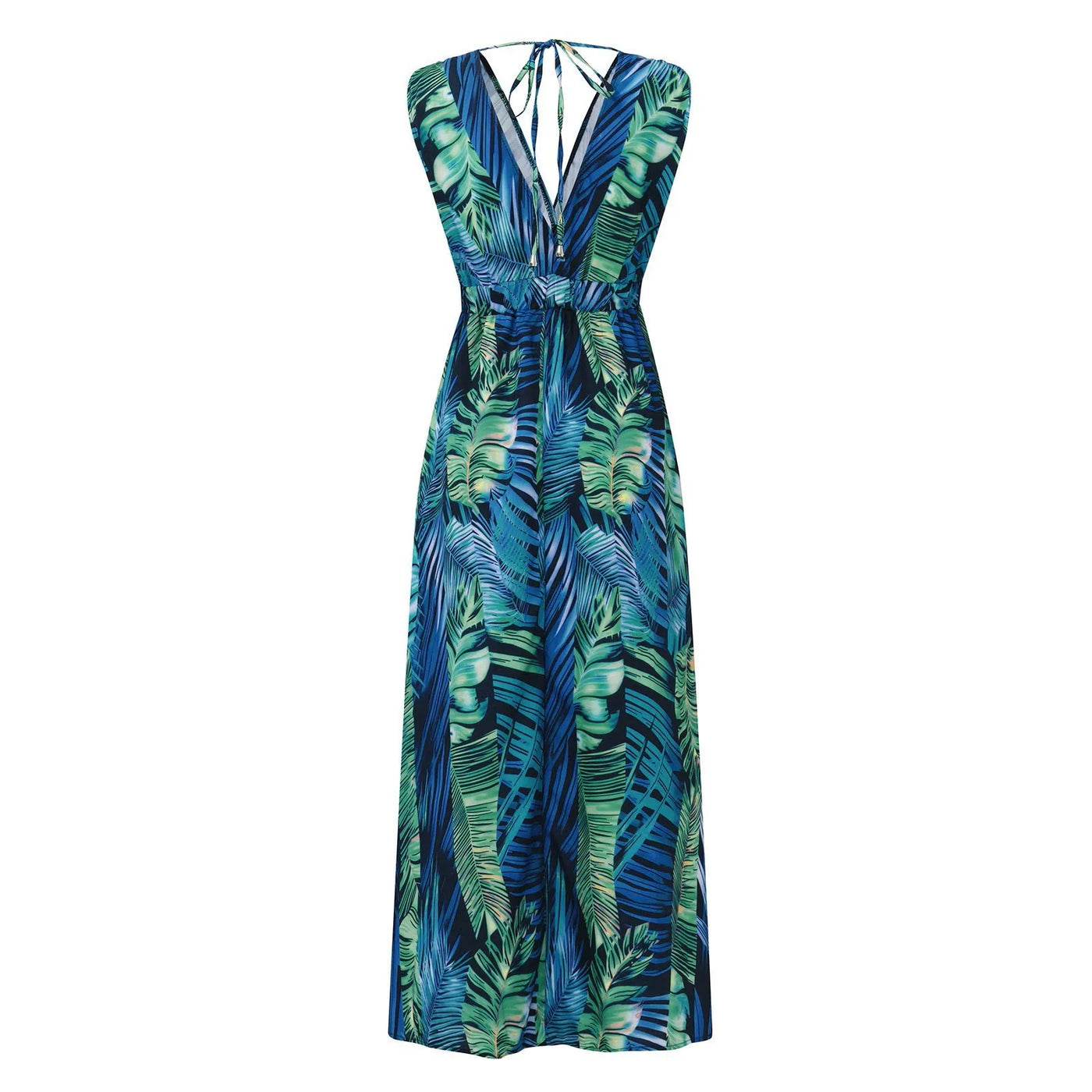 dresses for women Summer dress Casual Print Bandage Elastic Waist V-Neck Sleeveless sexy long Dresses vestidos verano moda 2024