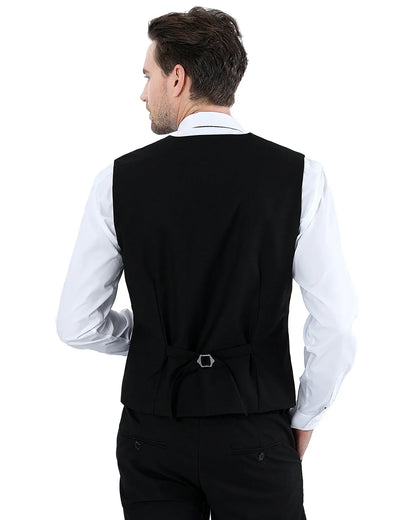 Mens Suit Vest Male Business Formal Wedding Office Birthday Party Outfit Set  Easter Church Jacket Black Waistcoat
