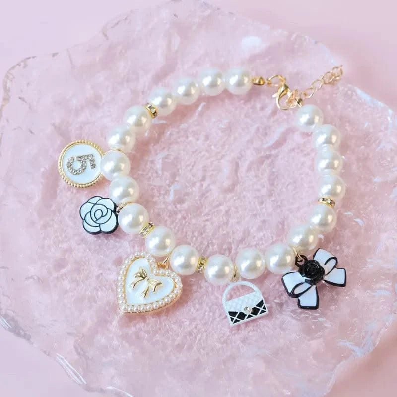 Pet Pearl Collar Little Cat Dog Love Pearl Necklace Cute Dog Jewelry Pet Accessories Puppy Necklace Bow Ties Dogs Pet Products
