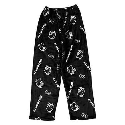 Thicken Hello Kitty Pajama Pants Sanrio Anime Fleece Double Elastic Fabric Soft Trousers Women Trousers Cartoon Birthday Gift