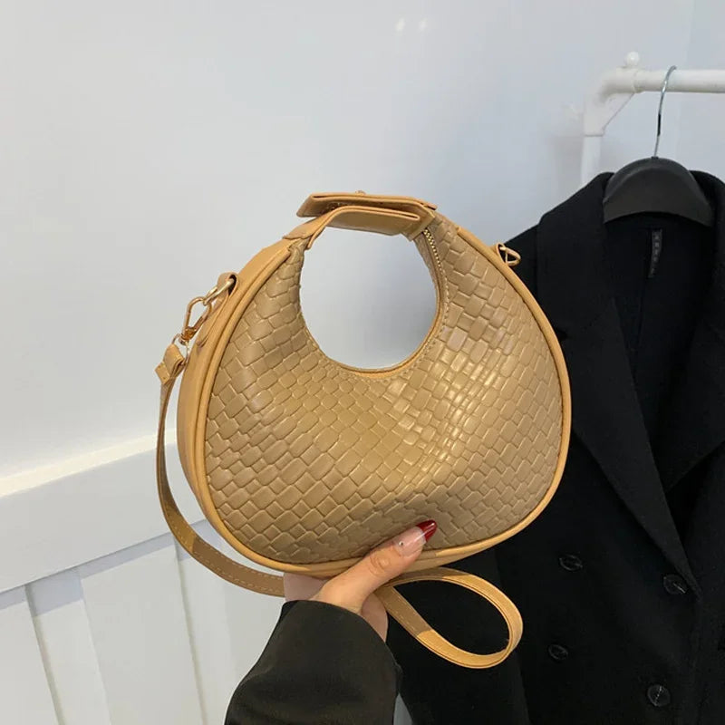 PU Leather Shoulder Bag Fashion Solid Color Lattice Crossbody Bag Small Bag Ladies Trend Luxury Designer Handbags