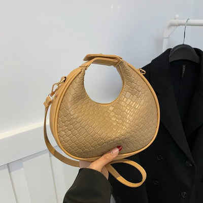 PU Leather Shoulder Bag Fashion Solid Color Lattice Crossbody Bag Small Bag Ladies Trend Luxury Designer Handbags