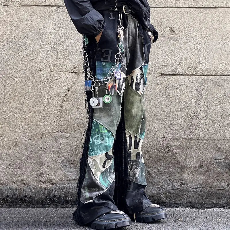 LUZHEN 2025 New Personalized Patchwork Design Straight Casual Pants Men's High Street Fashion Original Handsome Trousers JY3605