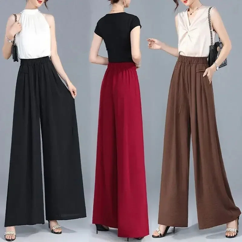 Women's Wide-leg Pants Spring Summer New High-waisted Slim Straight Pants New Chinese Style Draped Loose Fashionable Skirt Pants