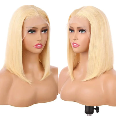 Short Cut 613 Blonde Bob Wigs Human Hair 13x4 Hd Lace Frontal Bone Straight Bob Wig 100% Human Hair 180% Density Pre Plucked