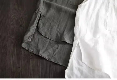 Artistic Style Cotton Linen Short Sleeves Shirt for Women Summer Solid Loose Stand Collar Temperament Top Fashion Women Clothing