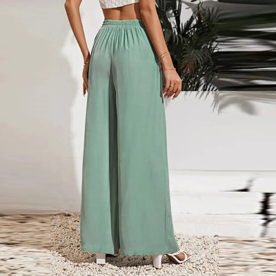 Women's Wide Leg Pants High Waist Casual trousers Solid Color Elastic Waist Tie Belt Loose Sweatpants gym pantalones de mujer