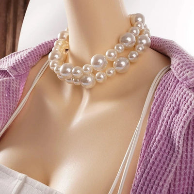 Elegant Double Choker Pearl Necklaces For Women (Bride To Be, Wedding , Banquet Jewellery)