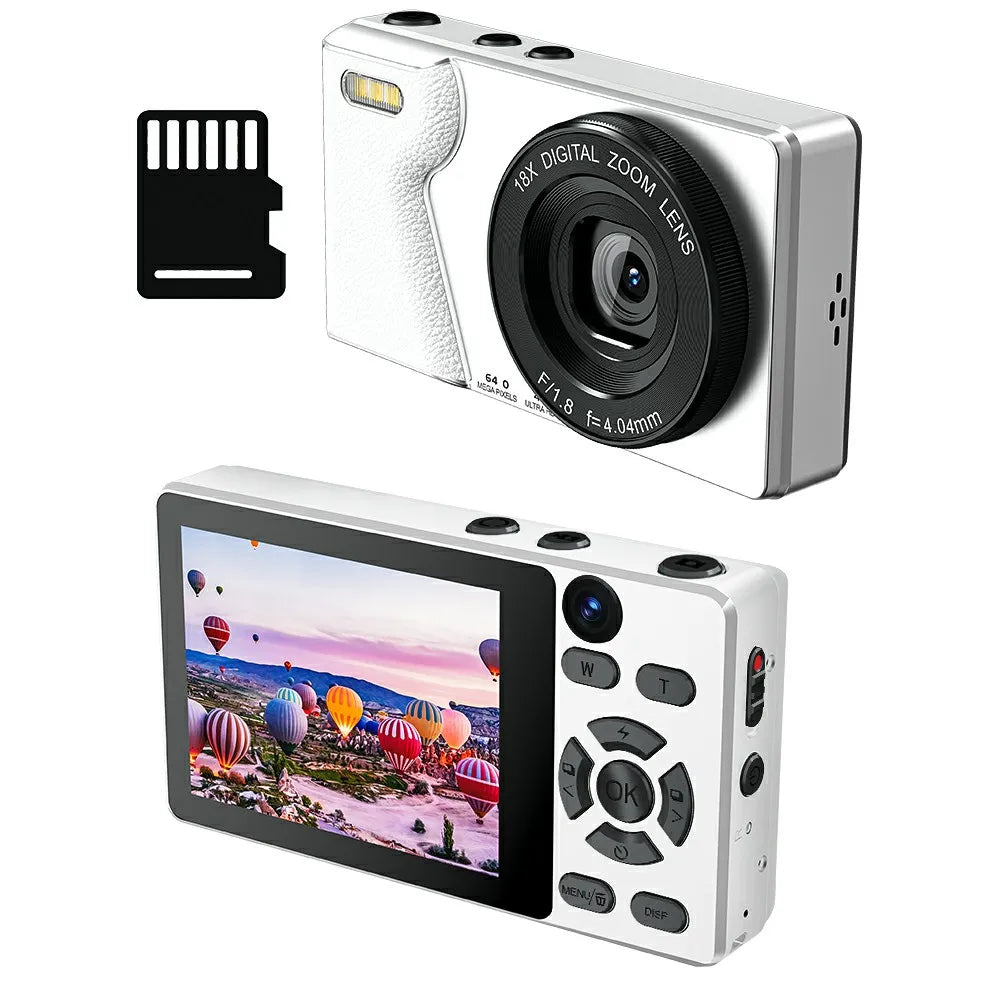 Digital Camera 4K 64MP Photography Camera Video Camcorder 18X Zoom Retro CCD Camera Dual Lens Photo Video Camera with 32GB Card