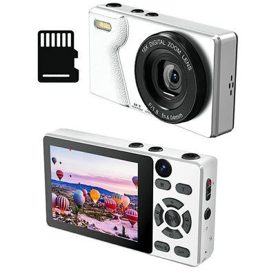 Digital Camera 4K 64MP Photography Camera Video Camcorder 18X Zoom Retro CCD Camera Dual Lens Photo Video Camera with 32GB Card