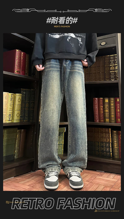Autumn New Men's Jeans Baggy Straight Wide Leg Male Fashion Vintage Denim Pants Men Youth Popular Brand Streetwear Jean Trousers