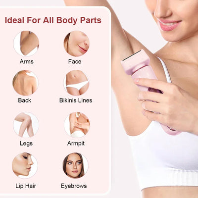 2 in 1 Electric Shaver For Women Body Armpit Leg Bikini Hair Remover Painless Facial Mustache Epilator Hair Trimmer Ladies Razor