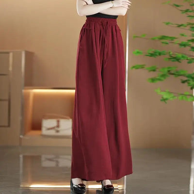 Women's Wide-leg Pants Spring Summer New High-waisted Slim Straight Pants New Chinese Style Draped Loose Fashionable Skirt Pants