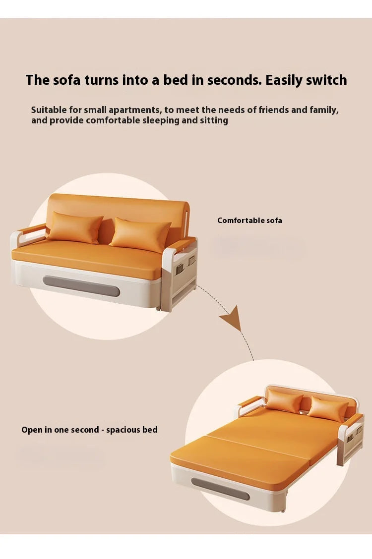 Wide 108cm Single person Bed Apartment Bedroom Living Room Folding 5cm sponge+2cm latex Telescopic Home Sofa Bed Dual-Purpose