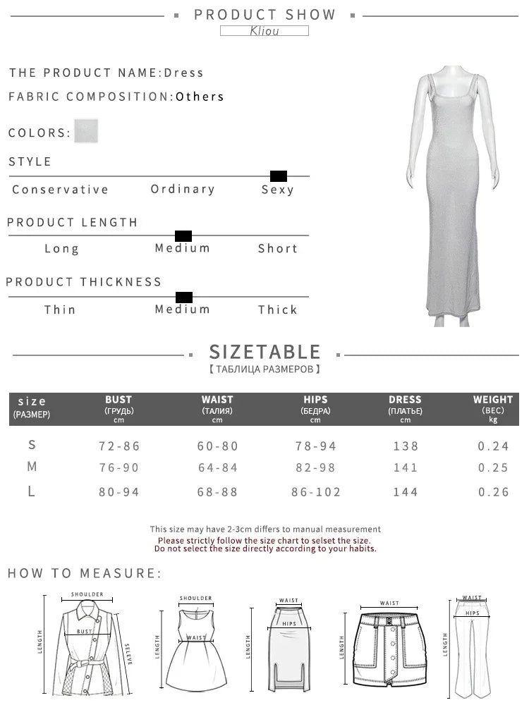 kliou Sequins Women Maxi Dress Stunning Shiny Elegant Sleeveless Backless Sheath Vestidos Mujer Elegant Fashion Evening Bodycon