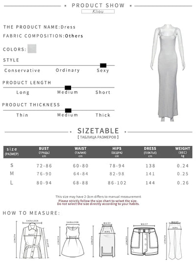 kliou Sequins Women Maxi Dress Stunning Shiny Elegant Sleeveless Backless Sheath Vestidos Mujer Elegant Fashion Evening Bodycon