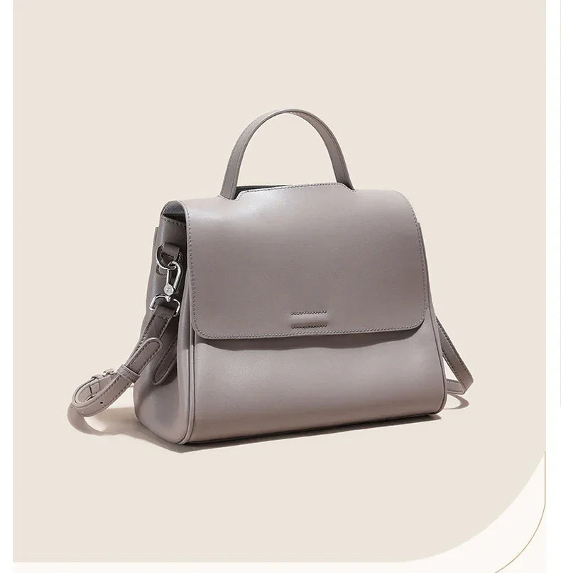 Women's Cowhide Genuine Leather Shoulder Bag Female Fashion Luxury Designer Handbags Ladies Commuting Large Capacity Bucket Bags