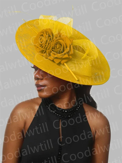 Royal Ascot Big Flower Fascinators Hat Women Wedding Pillbox Cap Ladies Derby Feather Fascinator Headdpiece Ladies Party Chapeau