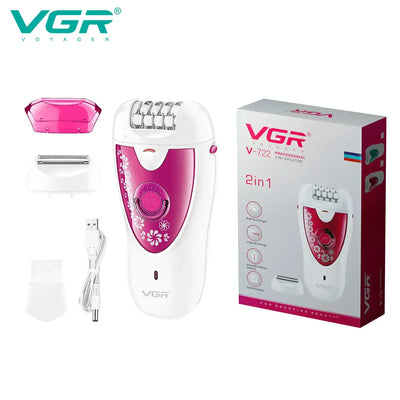 VGR Electric Epilator Women  Rechargeable Electric Shaver Whole Body Available Painless Depilat Female Hair Removal Machine 722
