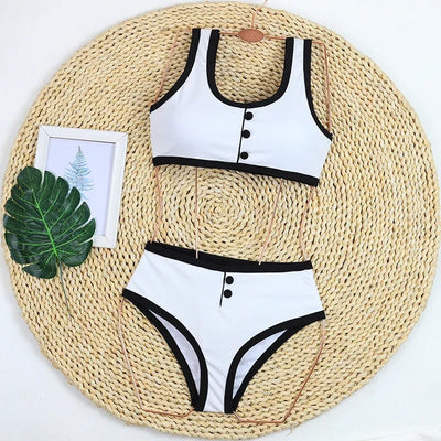 Woman Swimwear 2025 High Waist Bikinis Shorts Women's Swimsuit Luxury Ribbed Two-piece Bathing Suits Summer Bikini Set Swim Suit