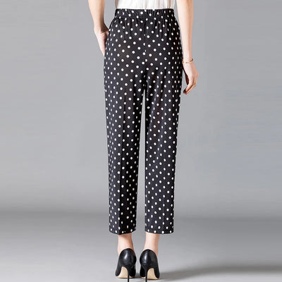 XL-8XL Summer Women Harem Pants Casual High Waist Pants Printed Elastic Waist Middle Aged Women Trousers Summer Bottoms