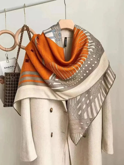 women's autumn and winter silk and wool dual purpose high-end scarves  large