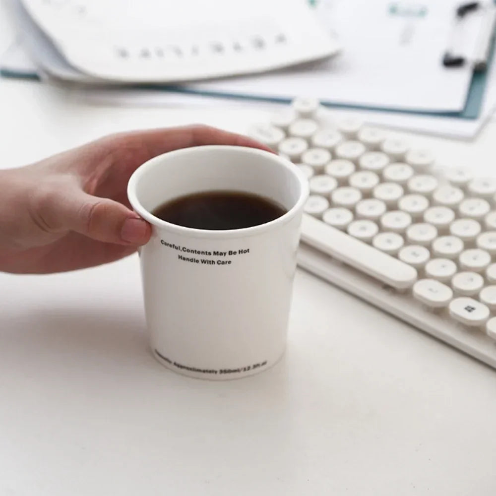 330ml/300ml Coffee Cup Ceramic Mug Simple Letter Coffee Cup Imitation Paper Design Drinking  Household Breakfast Milk Cup