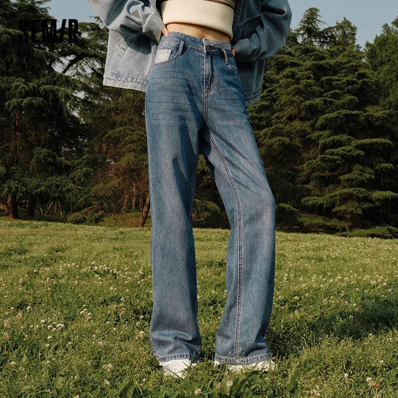 Semir 2025 Women Jeans Autumn New High-waisted Wide-leg Pants All-match Trousers for Women