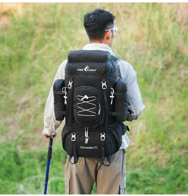 Outdoor Climbing Backpack with Rain Cover Hiking Camping Trekking Outing Bag Large Mountaineering Luggage Sports Rucksack