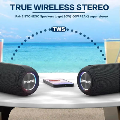 Wireless Bluetooth Speakers Portable Dual Speakers Punk Style LED Bass Diaphragm Sound TWS Speaker