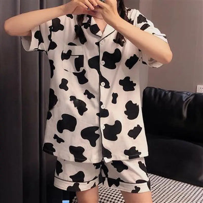 New Women Sleepwear Cartoon Pajamas Female Short  Pants Short Sleeved Summer Spring Loungewear Fashion Home Clothing Homewear