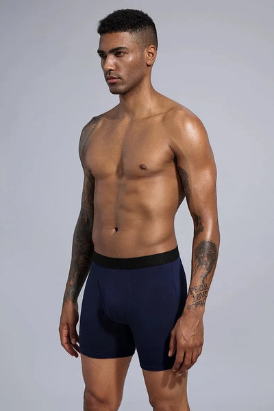 Long Boxer For Man Cotton Men's Panties Family Print Boxershorts Mens Open Front Underwear Sexy Male Underpants Shorts