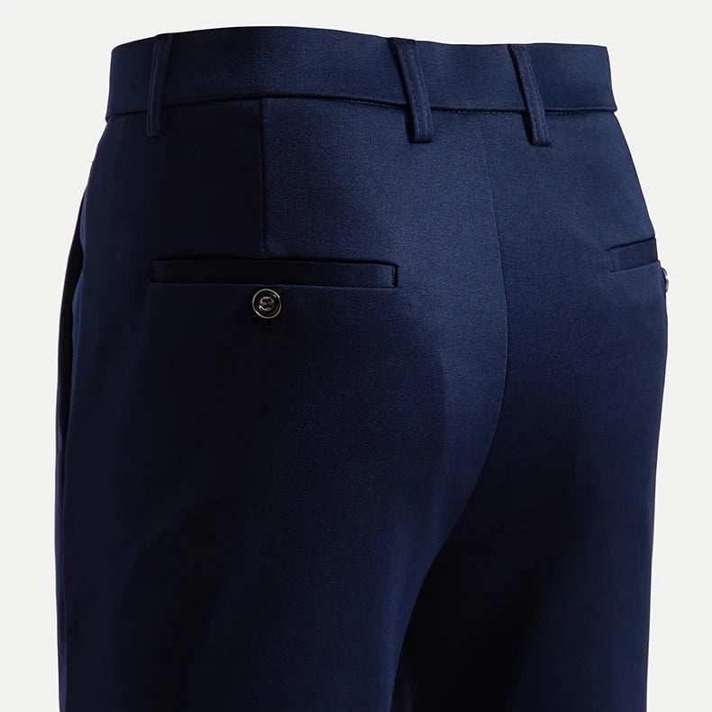 Men's Stretch Trousers Casual Smart Suit Pants Formal Straight Sport Clothing Japanese New Black Navy Elastic Office Work Pants