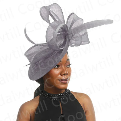 Royal Ascot Red Hair Fascinator Veils Hat Women Church Wedding Fascinaors Hat Headband Feather Derby Headpiece Ladies Chapeau
