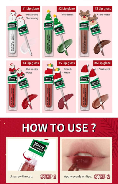 Christmas Colorful  Long-Lasting Water Resistant Lipsticks Lip Gloss Set Woman Makeups