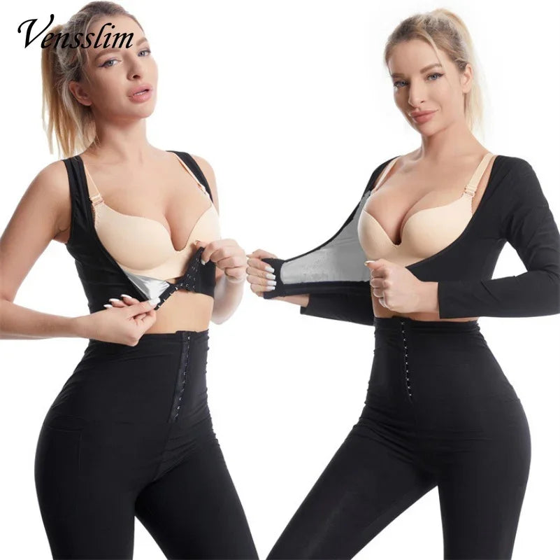 Upper Arm Shapers Compression Long Sleeves Women Arms Sauna Shapewear Shoulder Breast Support Push Up Fat Burner Sweat Corset