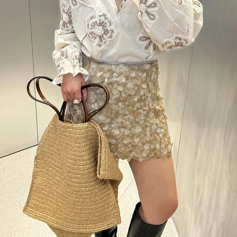 2025 Women Handbags Handmade Woven Summer Beach Bag Big Shopper Purses Large Capacity Straw Tote Bag Designer