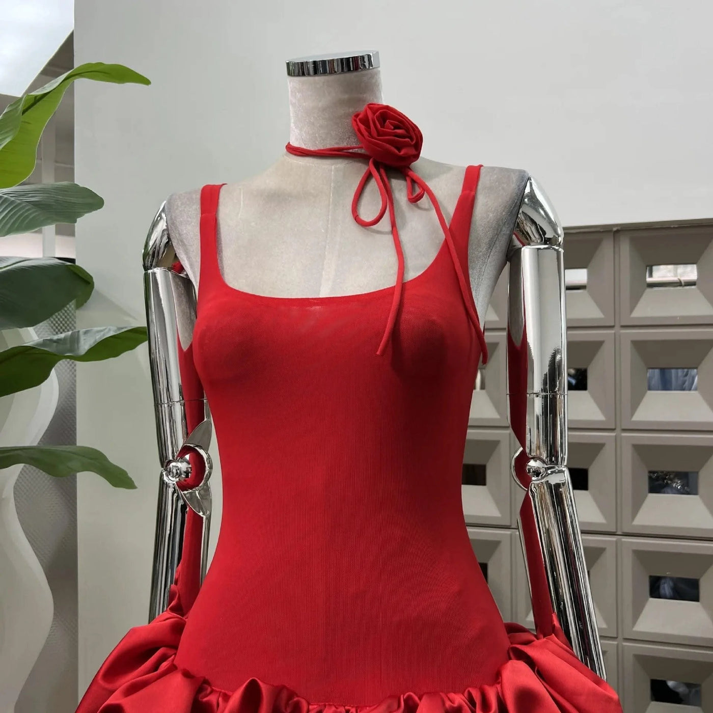 Women's Summer Dress Red Strapless High Waist Party Outfits Sexy Backless Evening Dresses Luxury Short Dress fashion prom gowns