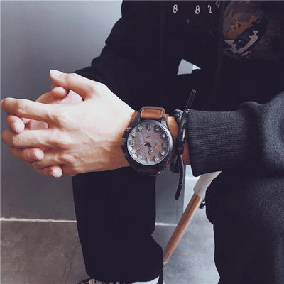 Original Men's Watches High-End Luxury Man Watch Leather Strap Date Business Quartz Watch Big Dial Military Tactical Wristwatch
