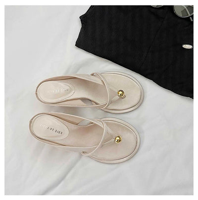 Women's Slippers Heeled Sandals Casual Flip Flops Shoes Woman 2025 Trend Summer Shallow Dress Design Pumps Clip Toe Slides Mujer