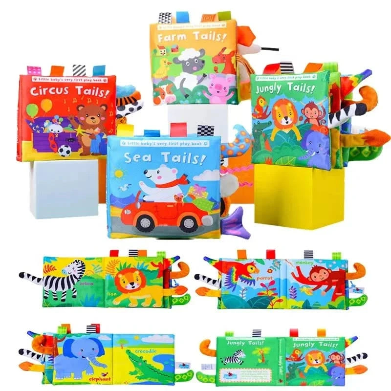Montessori Education Baby Toys Busy Book Cartoon Animals Tail Interactive Parent-Child Fun Baby Cloth Book Baby Toys 0 6 Months