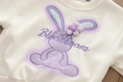 Cartoon Rabbit Long-Sleeved Sweater & Pants (Two-Piece) For Children |Girl's Clothes |Spring and Autumn