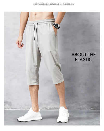 Summer Cropped Trousers for Men, Ice-Feel Breathable Stretch Trousers, Casual Versatile Shorts