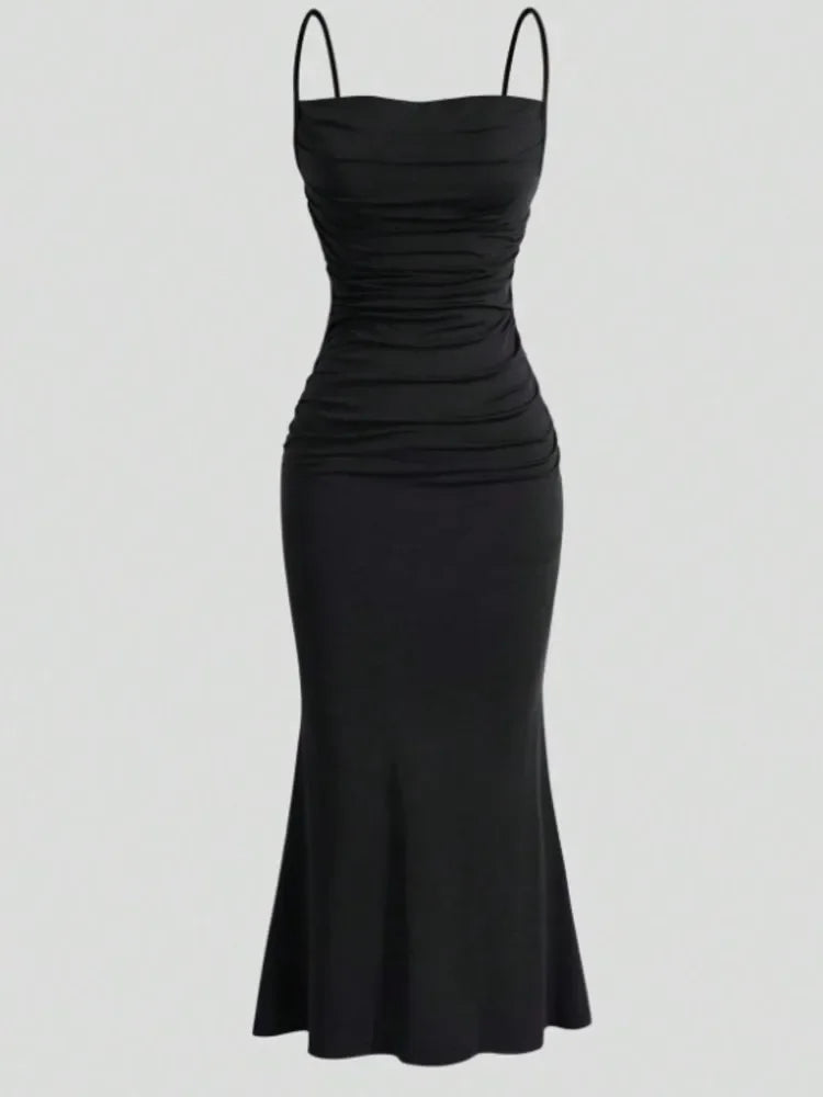 Women's Dress 2025 Spring Summer Elegant Party Fitting Slim Spaghetti Strap Mermaid Hem Maxi Fashion Lady Party Dresses Vestidos