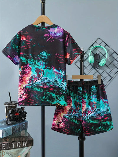 Children's Clothing Suit For Boy Short Sleeve Boy Child Shorts 3D Game Handle Fashion Children Summer Clothes Children's Sets