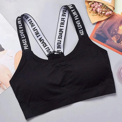 Sports underwear Women Yoga Fitness Seamless Crop Top Wide Letter Straps Comfortable Workout Activewear