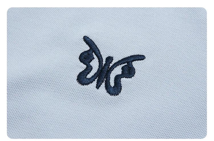 I BELIEVE YOU Blue Polo Collar T-shirt Top for Women Summer 2025 Butterfly Embroidered Breathable Short Sleeve Tees 2252015969