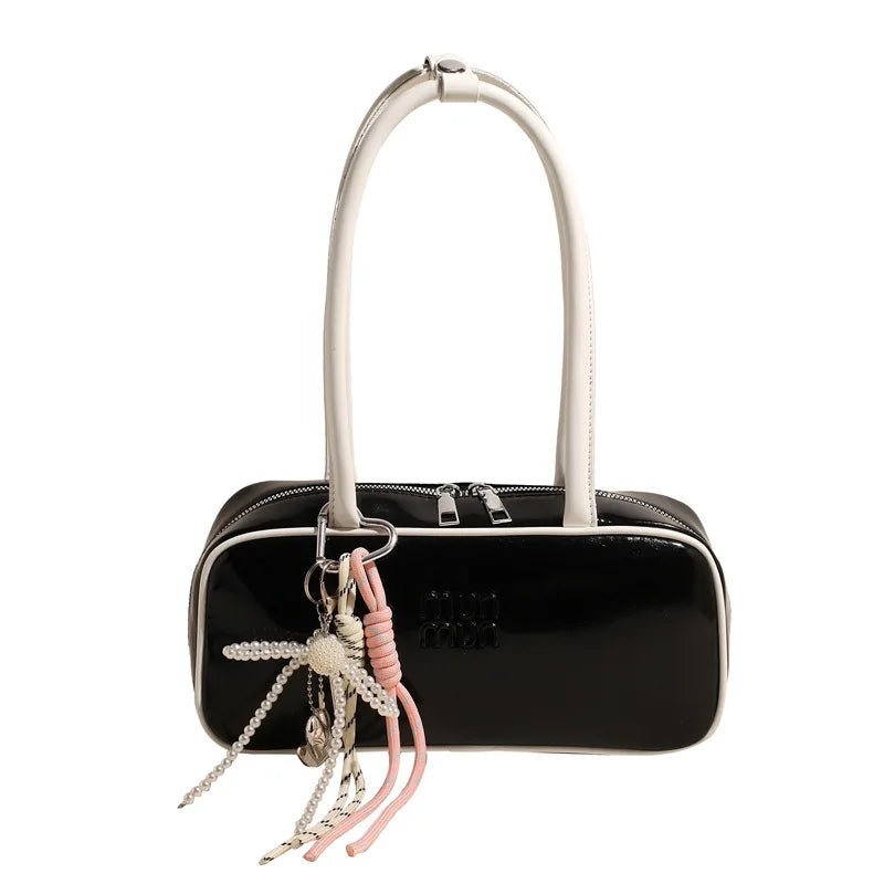 Designer Bowling Tote Women's Oversized Shoulder Bag, High-Capacity Office Handbag, Fashionable Minimalist Crossbody Purse