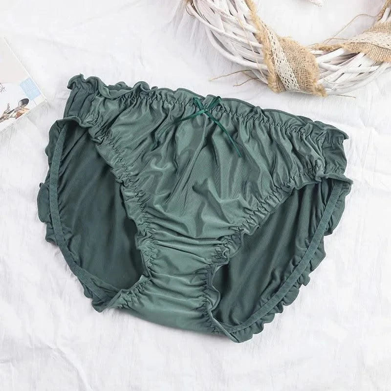 Large Size Mid Waist Panties For Women Ladies Breathable Underwear Briefs Elastic Comfortable Sexy Ruffles Underwear Lingerie